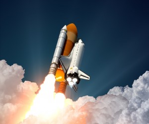 Realistic 3d Scene Of Space Shuttle Launch